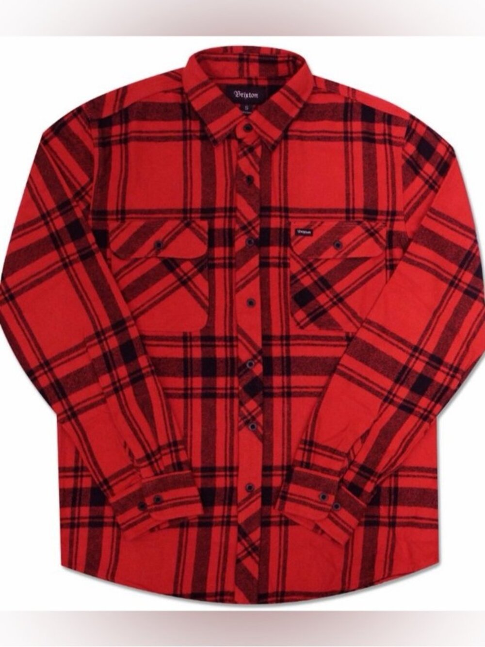 Brixton Bowery Long sleeve Flannel Plaid Shirt Red Black size XL Fall Winter